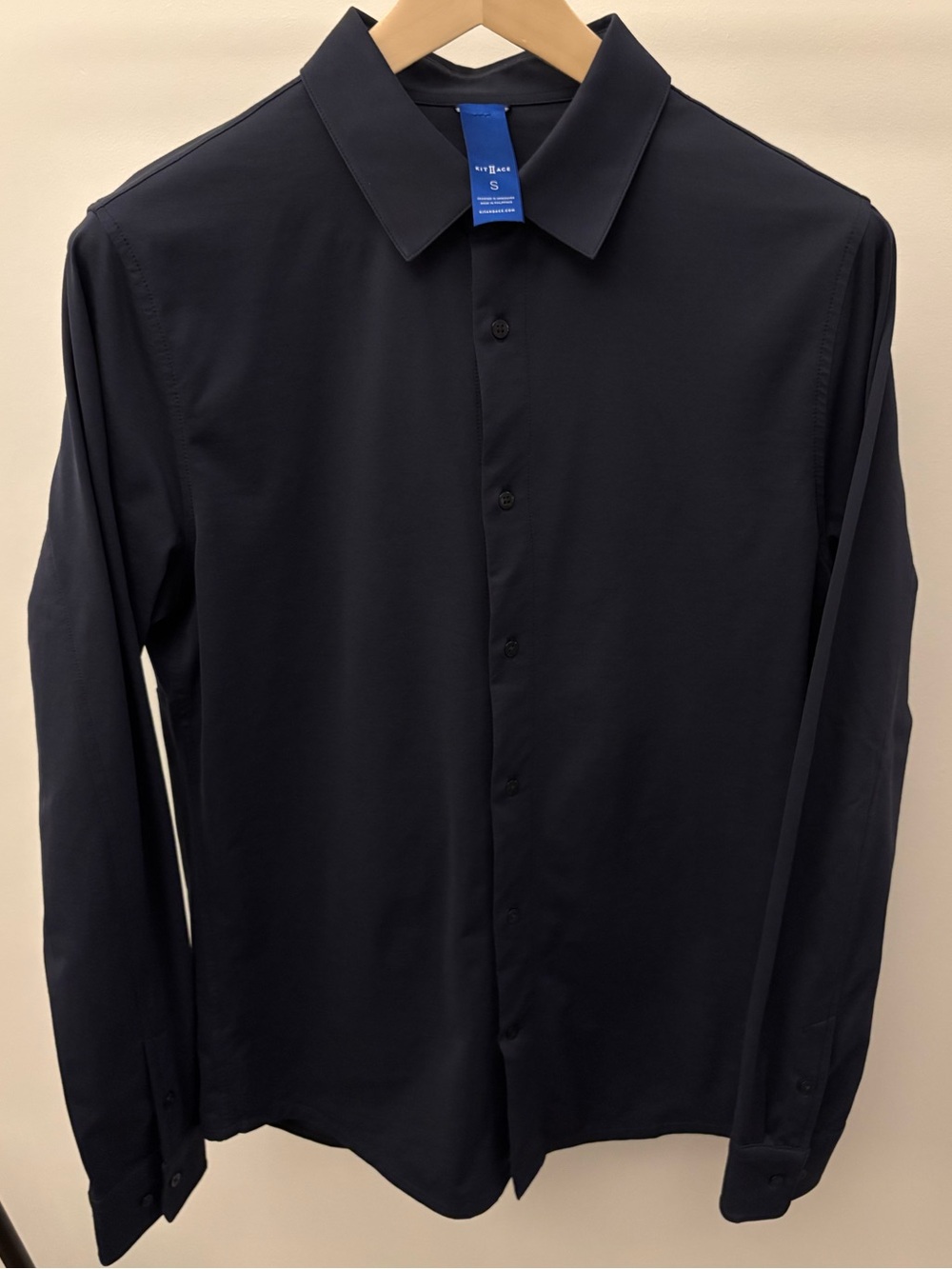 Kit And Ace Button Up Collared Shirt Tech Stretch Navy Blue Small
